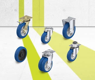 Wheels and casters with cast Blickle Besthane Soft polyurethane tread