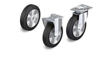 ALEV elastic solid rubber wheels and casters “Blickle EasyRoll”