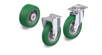GST wheels and casters with Blickle Softhane polyurethane tread