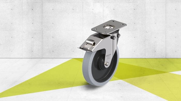 Stainless steel swivel caster for DTS applications