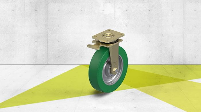 Swivel caster with no offset for 4-wheel steering