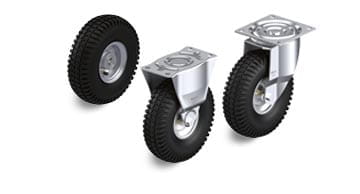 P series wheels, swivel casters and rigid casters with pneumatic tires