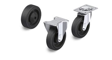 POEV elastic solid rubber wheels and casters “Blickle EasyRoll”