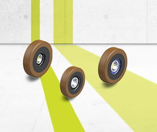 FPOB guide rollers with Blickle Besthane® polyurethane tread and nylon wheel center