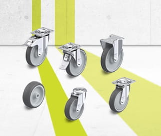 PATH wheels and casters series with with injection-moulded polyurethane tread