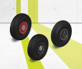 PK wheel and caster series with pneumatic tires