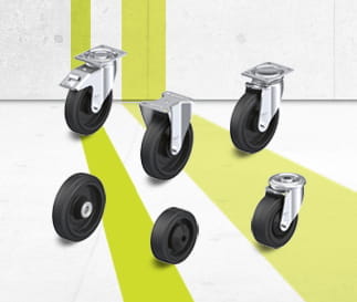 POEV wheel and caster series with elastic solid rubber tires