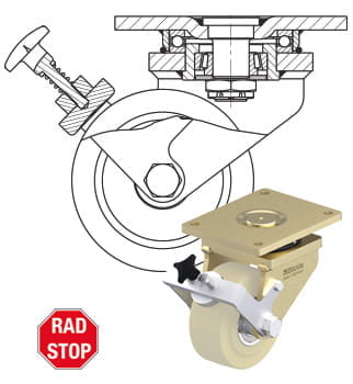 Blickle Radstop central brake system (hand-activated)