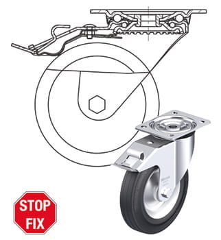 Blickle wheel and swivel head brake stop-fix