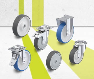 Series de ruedas industriales con banda de rodadura de poliuretano inyectado